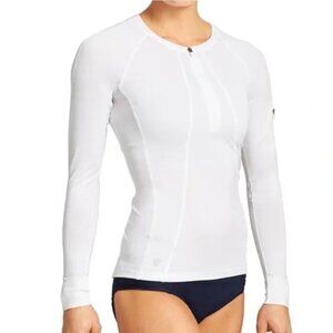 Athleta Pacifica UPF Sun Protective Long Sleeve Rashguard Swim Shirt White XL